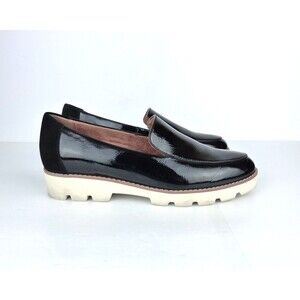 Vionic Kensley Loafers Women 8 Black Patent Leather Lug Sole Comfort Shoes
